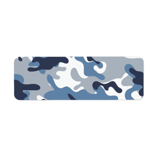 Blauw en wit Camouflage Etiket (Voorkant)