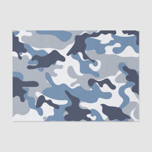 Blauw en wit Camouflage Tissuepapier (Voorkant)