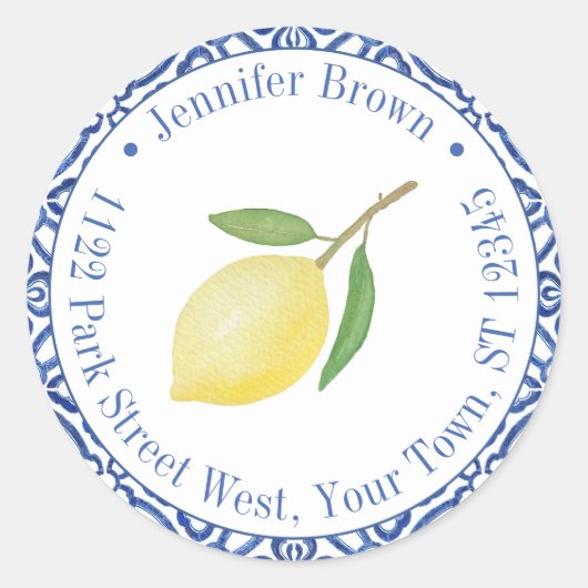 Blauw en wit Capri Citroen Trouw Retouradres  Ronde Sticker (Voorkant)