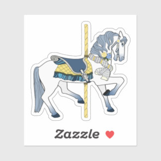 Blauw en wit carouselpaard sticker