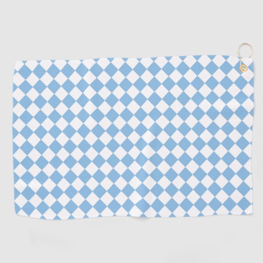 Blauw en Wit Checker Diamant Patroon Golfhanddoek (Horizontaal)