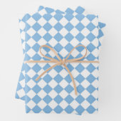 Blauw en Wit Checker Diamant Patroon Inpakpapier Vel (In situ)