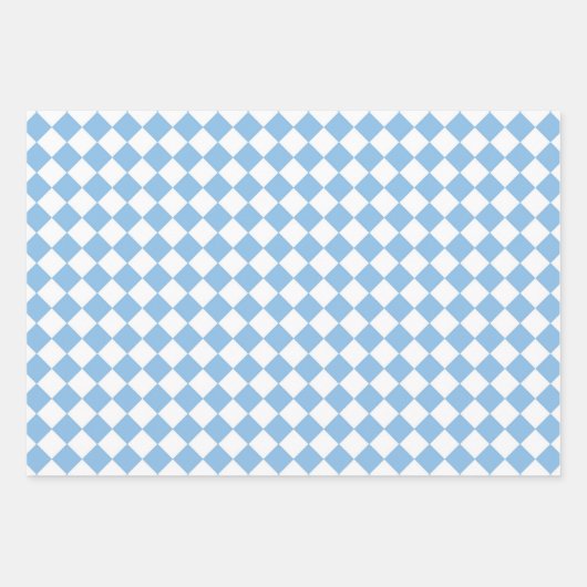 Blauw en Wit Checker Diamant Patroon Inpakpapier Vel (Voorkant)