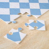 Blauw en Wit Checker Diamant Patroon Legpuzzel (Zijkant)