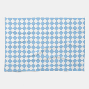 Blauw en Wit Checker Diamant Patroon Theedoek