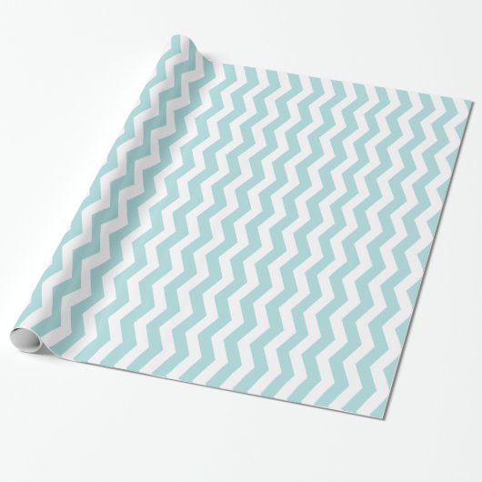 Blauw en wit Chevron Pattern Cadeaupapier (Uitgerold)