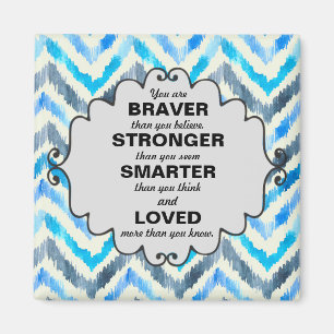 Blauw en wit Chevron Woorden van Aanmoediging Magneet