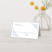 Blauw en wit Chic Blank Tafel Nummer Plaats Kaart (Voorkant)