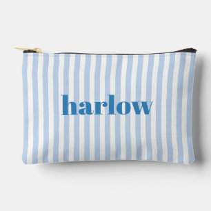Blauw en Wit Chic Strepen Monogram Etui