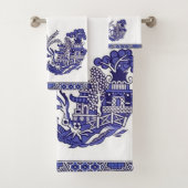 Blauw en wit China Blauw Willow Design Bad Handdoek (Insitu)