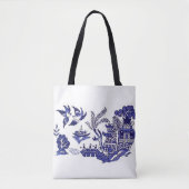 Blauw en wit China Blauw Willow Design Draagtas (Voorkant)