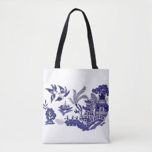 Blauw en wit China Blauw Willow Design Draagtas