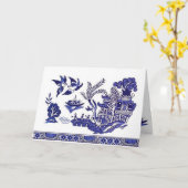 Blauw en wit China Blauw Willow Design  Kaart (Gele Bloem)
