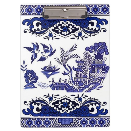 Blauw en wit China Blauw Willow Design Klembord (Voorkant)
