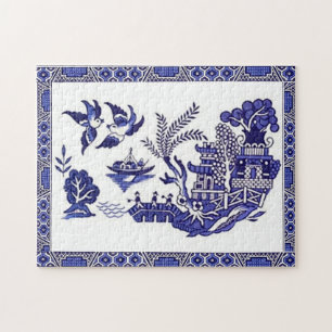 Blauw en wit China Blauw Willow Design Legpuzzel