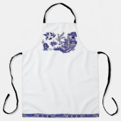 Blauw en wit China Blauw Willow Design Schort (Voorkant)