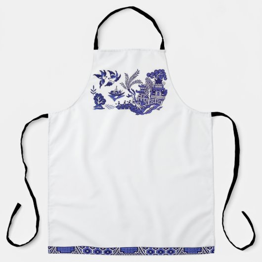Blauw en wit China Blauw Willow Design Schort (Voorkant)
