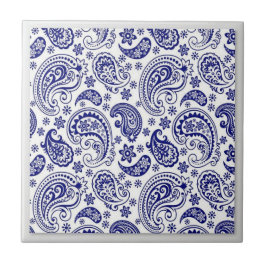 Blauw en wit China patroon met Paisleys-Design Tegeltje