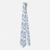 Blauw en wit Chinees bloemmotief vogels Stropdas (Voorkant)