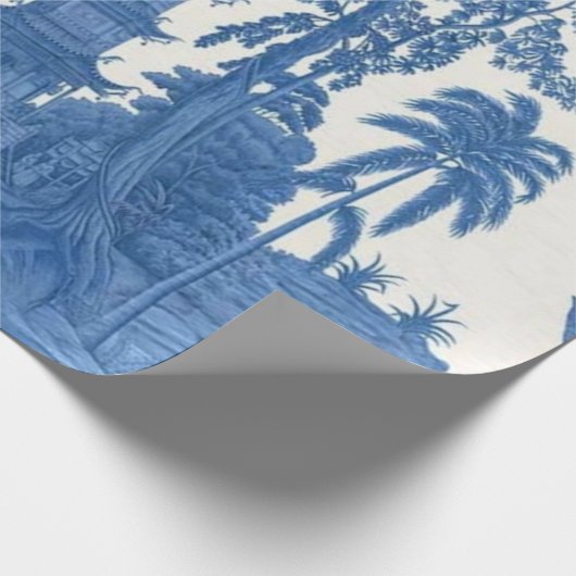Blauw en Wit Chinees Chinoiserie Decoupage Cadeaupapier (Hoek)