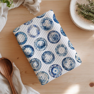 Blauw en wit Chinees porselein borden Theedoek