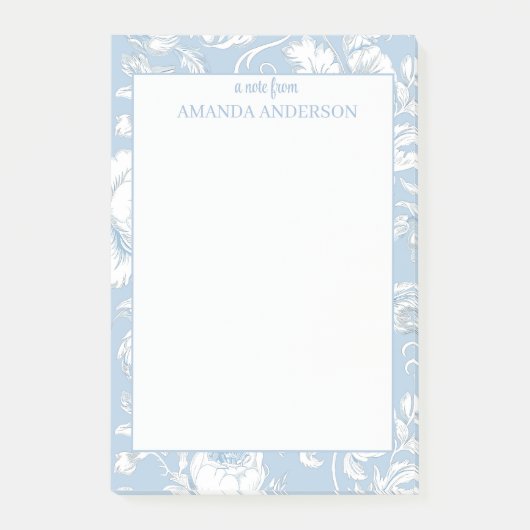 Blauw en wit Chinoiserie aangepaste naam Post-it® Notes (Voorkant)