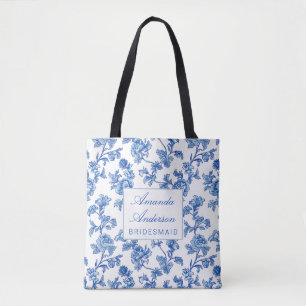 Blauw en wit Chinoiserie Bridesmaid Gift Draagtas