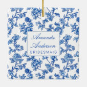 Blauw en wit Chinoiserie Bruidsmeisje Cadeau Keramisch Ornament (Achterkant)
