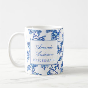 Blauw en wit Chinoiserie Bruidsmeisje Cadeau Koffiemok