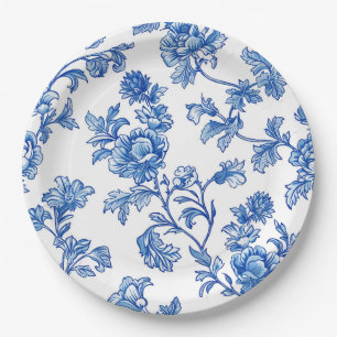 Blauw en wit Chinoiserie Bruiloft Feest Papieren Bordje