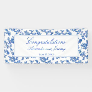Blauw en wit Chinoiserie Bruiloft Spandoek