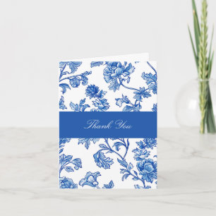 Blauw en wit Chinoiserie Bruiloftsborrel Bedankkaart