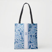 Blauw en Wit Chinoiserie Chic Tas met Monogram (Voorkant)