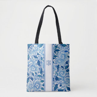 Blauw en Wit Chinoiserie Chic Tas met Monogram