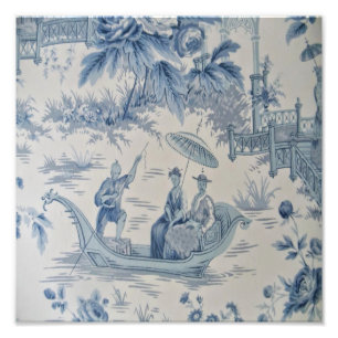 Blauw en Wit Chinoiserie Chinees Oosters Foto Afdruk
