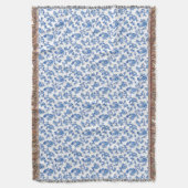 Blauw en wit Chinoiserie Floral Deken (Voorkant Verticaal)