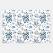 Blauw en wit Chinoiserie Kerstman Inpakpapier Vel (Voorkant 2)