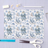 Blauw en wit Chinoiserie Kerstman Tissuepapier (Craft)