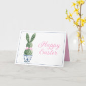 Blauw en wit chinoiserie met konijn topiaire kaart (Gele Bloem)