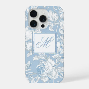 Blauw en wit chinoiserie monogram iPhone 15 pro hoesje