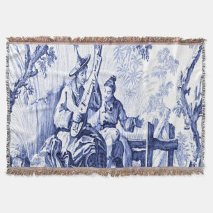 Blauw en Wit Chinoiserie Oriental Gooi Deken
