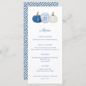 Blauw En Wit Chinoiserie Pompoenen Bruidsmeisjesfe Menu (Voorkant / Achterkant)