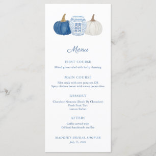 Blauw En Wit Chinoiserie Pompoenen Trouw Bruiloft Menu