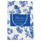 Blauw en wit Chinoiserie Roos Pioen Medium Cadeauzakje (Voorkant)