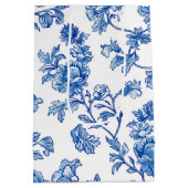 Blauw en wit Chinoiserie Roos Pioen Medium Cadeauzakje (Achterkant)