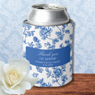 Blauw en wit chinoiserie roos pioenroos blikjeskoeler