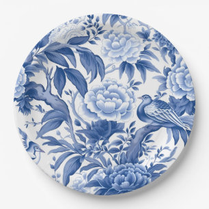 Blauw en wit Chinoiserie Theepartij Papieren Bord