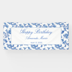 Blauw en wit Chinoiserie Verjaardag Spandoek