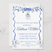 Blauw en wit Chinoiserie, We Can Bearly Wait  Kaart (Voorkant)