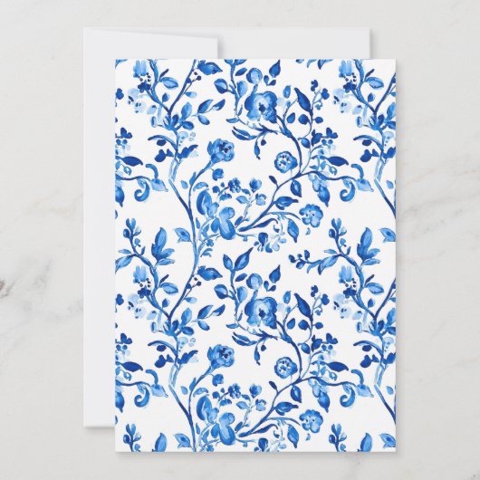 Blauw en wit Chinoiserie, We Can Bearly Wait  Kaart (Achterkant)